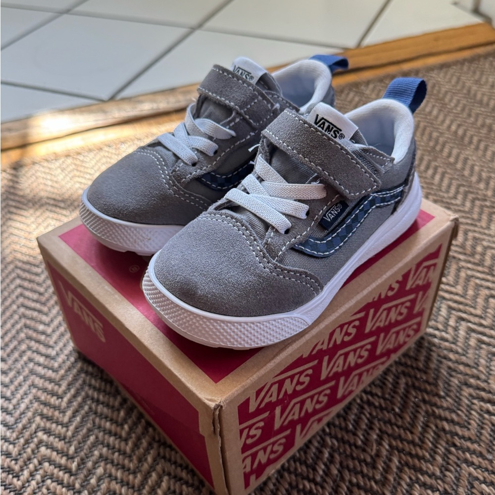 Vans Gray and Blue Kids Sneakers